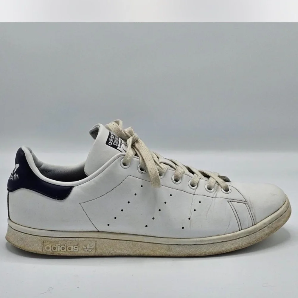 Adidas Stan Smith White and Blue Men's Sneakers, Size 10.5